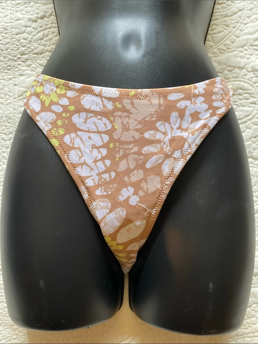 aerie Mix and  Match Floral Print  floral tan caramel yellow Bikini Bottom